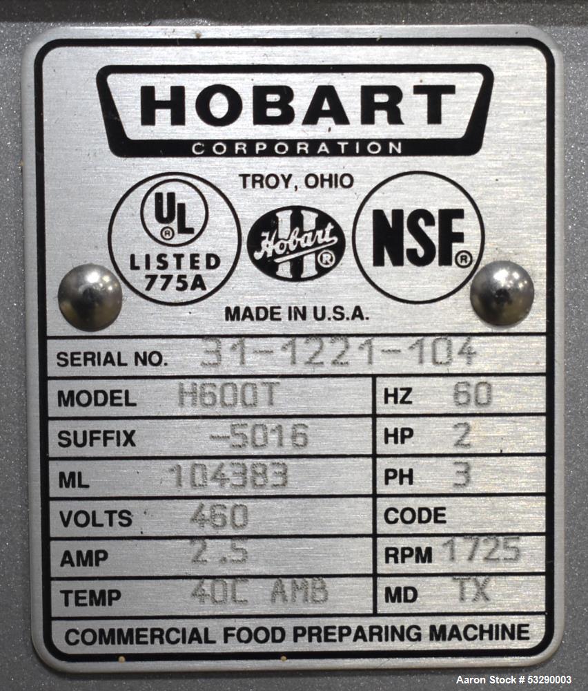 Used Hobart H600T 60-Quart Planetary Mixer – 2 HP for Sale