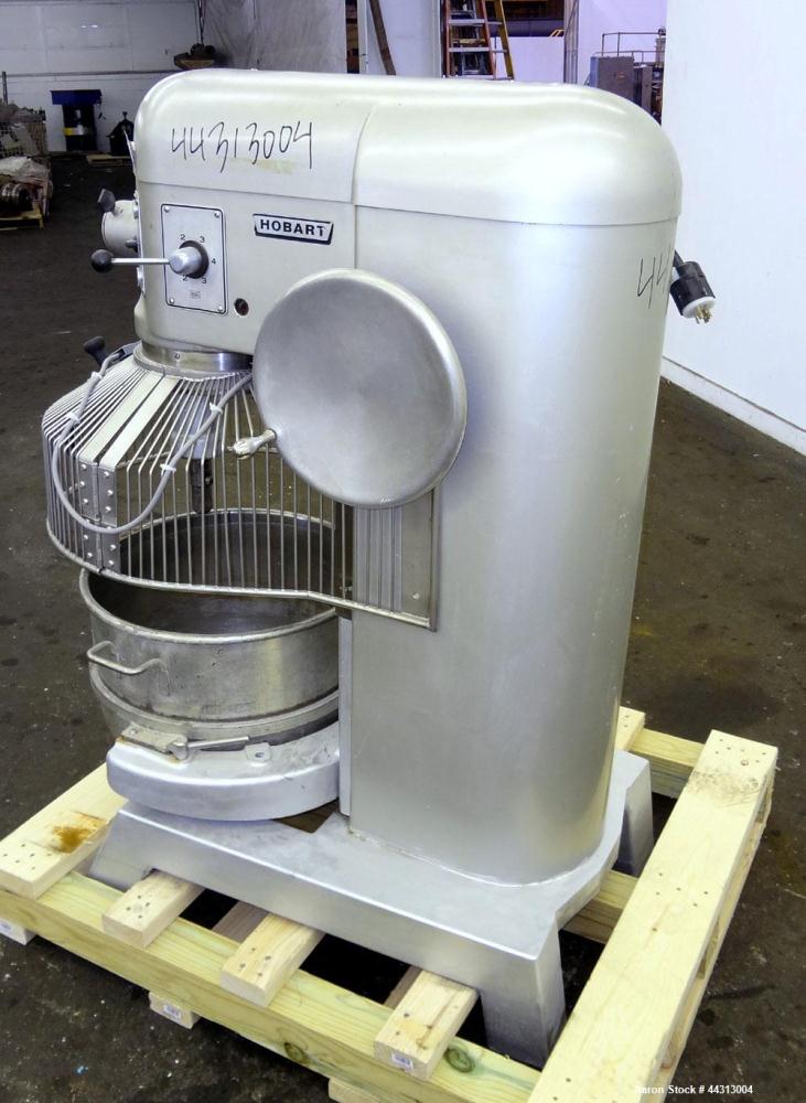 Used Hobart All Purpose Mixer, Model L-800, 80 Quart Capacity. (4) Fixed speeds. Includes a wire stainless steel bowl guard, manual bowl lift, (1) 18” diameter x 20” deep carbon steel mixing bowl, (1...