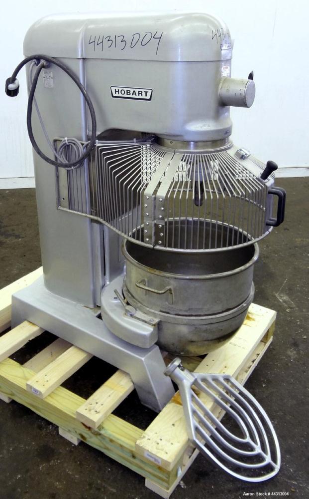 Used- Hobart All Purpose Mixer, Model L-800, 80 Quart Capacity. (4) Fixed speeds. Includes a wire stainless steel bowl guard...