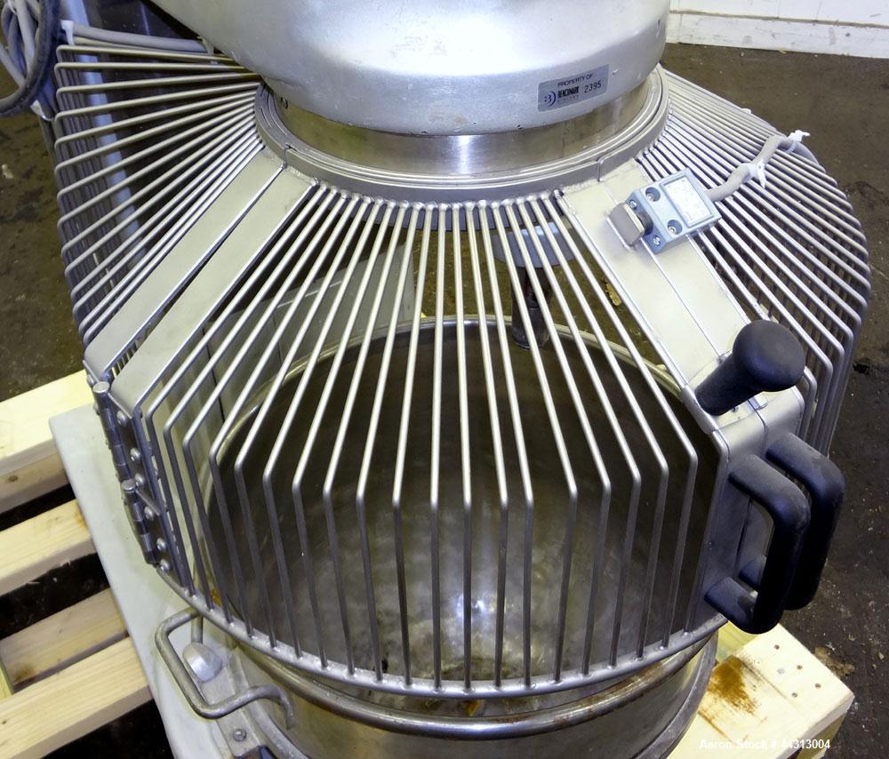 Used Hobart All Purpose Mixer, Model L-800, 80 Quart Capacity. (4) Fixed speeds. Includes a wire stainless steel bowl guard, manual bowl lift, (1) 18” diameter x 20” deep carbon steel mixing bowl, (1...