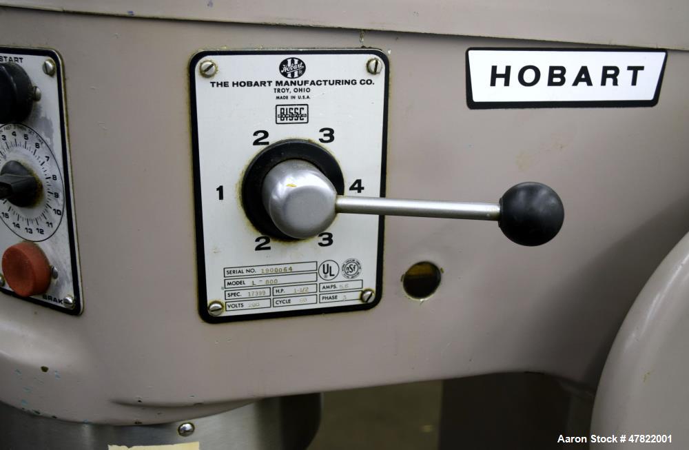 Used- Hobart All Purpose Mixer, Model L-800, 80 Quart Capacity.
