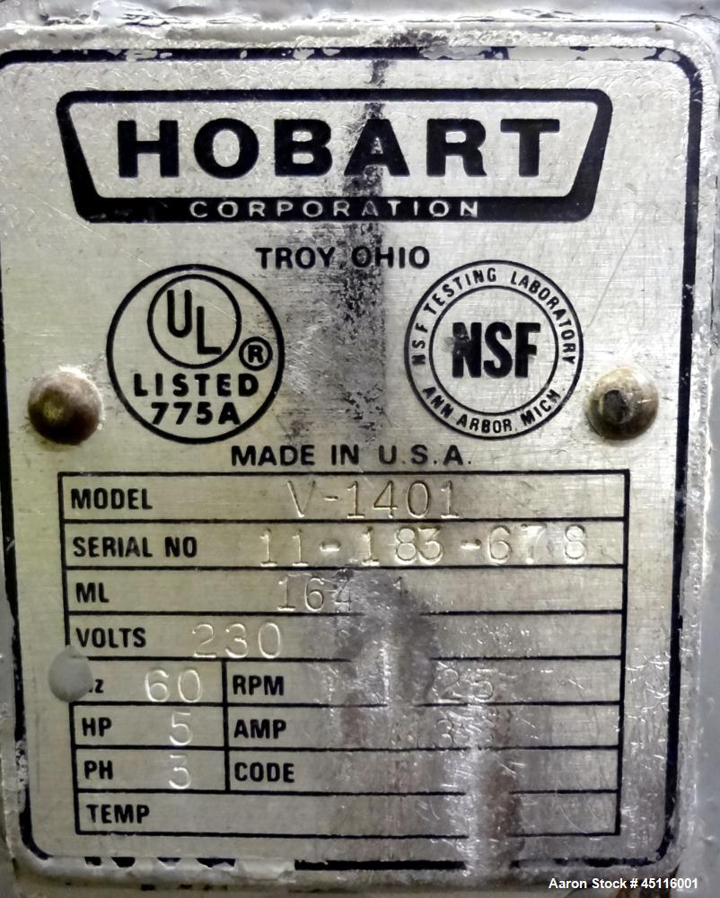 Used Hobart All Purpose Mixer, Model V-1401, 140 Quart Capacity
