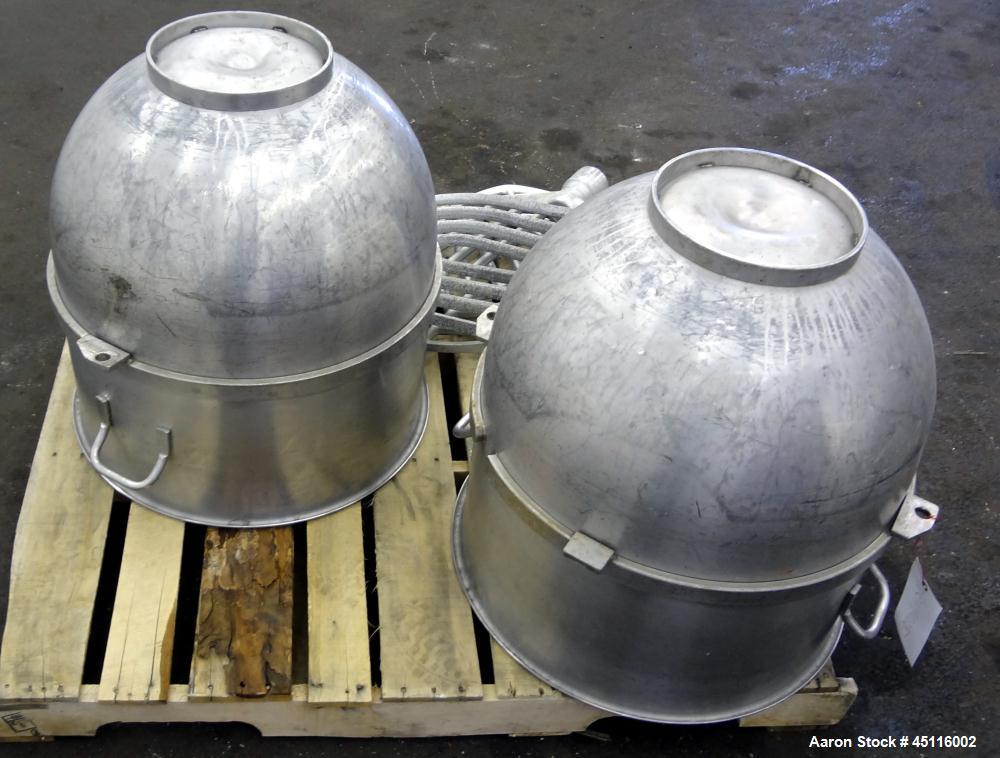 Used Hobart 140 Quart Parts Consisting Of: (2) 304 Stainless steel mixing bowls, and (3) "B" aluminum flat beaters.