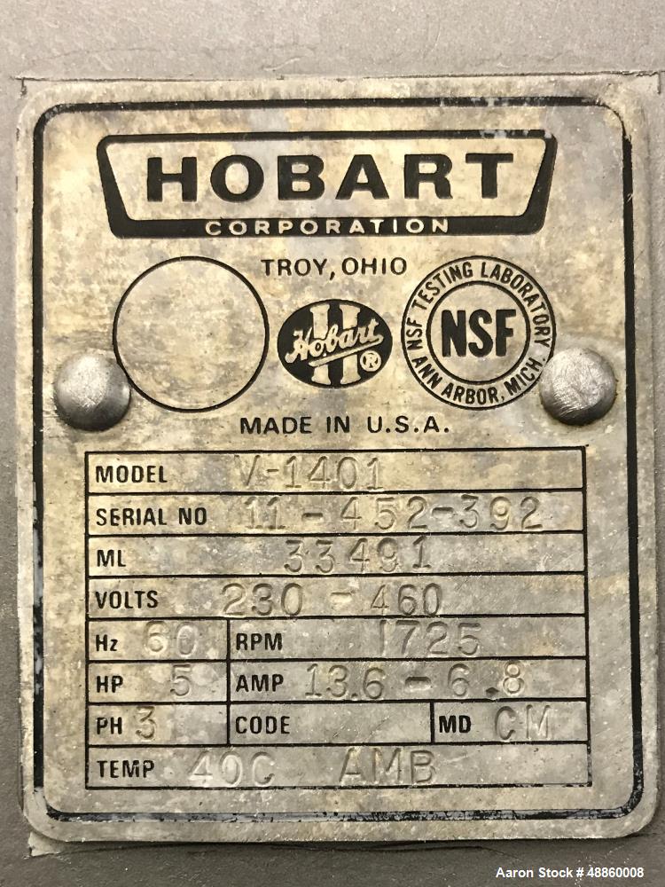 Used Hobart Mixer, Model V-1401, Carbon Steel.