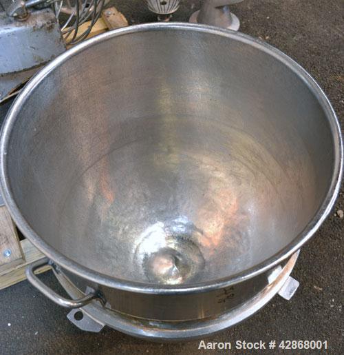 Used Hobart All Purpose Mixer, Model V1401, 140 Quart Capacity. (4) Fixed speeds with timer, approximate agitator rpm 46, 80, 150, and 265. Includes a wire stainless steel bowl guard, power bowl lift...