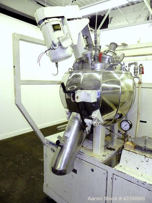 Used Moritz S.A. Turbosphere Mixer / Granulator / Dryer, Model MC24BU, 316 Stainless Steel.Approximate 24’’ diameter spherically shaped jacketed chamber, approximate 40 liter (10.5 gallon) capacity.B...