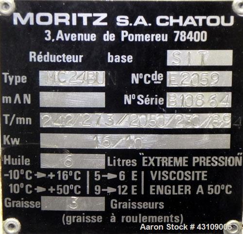 Used Moritz S.A. Turbosphere Mixer / Granulator / Dryer, Model MC24BU, 316 Stainless Steel.Approximate 24’’ diameter spherically shaped jacketed chamber, approximate 40 liter (10.5 gallon) capacity.B...