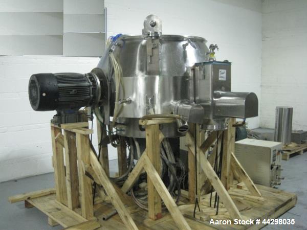 Used Niro Fielder High Shear Granulating Mixer, Model PMA-1200, 316 stainless steel construction, 50 kw DC main impeller, 0-140 rpm, 22/15 kw DC chopper, 3600/1800 rpm, jacketed bowl rated 2 bar at 8...