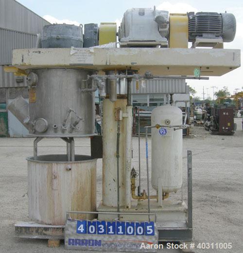 Used Ross Double Planetary Mixer, model HDM100, 304 stainless steel. 10-100 gallon working capacity. 34 1/2'' diameter x 28'' deep carbon steel jacketed can, rated internal FV, jacket 90 psi at 331 d...