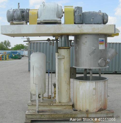 Used Ross Double Planetary Mixer, model HDM100, 304 stainless steel. 10-100 gallon working capacity. 34 1/2'' diameter x 28'' deep carbon steel jacketed can, rated internal FV, jacket 90 psi at 331 d...