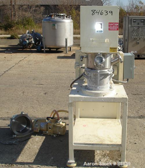 USED: Ross planetary Powermix, model PD-2. Mixing capacity of 1 quart to 1.5 gallon, total capacity of 2 gallons. 304 stainless steel, jacketed change can design polished, 9-5/8" diameter x 7-5/8" de...