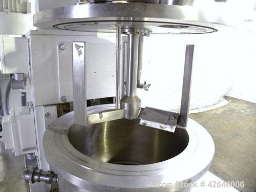 Used Premier Mill Prem-A-Mix ESD Dual Shaft Disperser, model ESD/1/2, 316 stainless steel. 2 Gallon working capacity, 2-3/4 total. Stainless steel jacketed mixing can 10-1/2" diameter x 7" deep, inte...