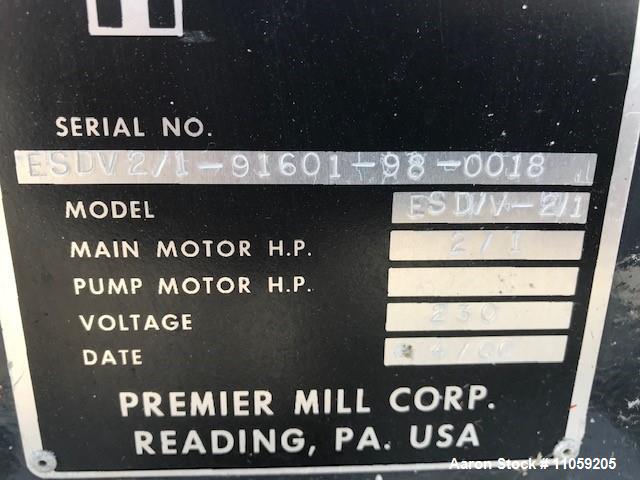 Used Premier Mill Dual Shaft Vacuum Mixer, 2 Gallon. Model ESD/V-2/1