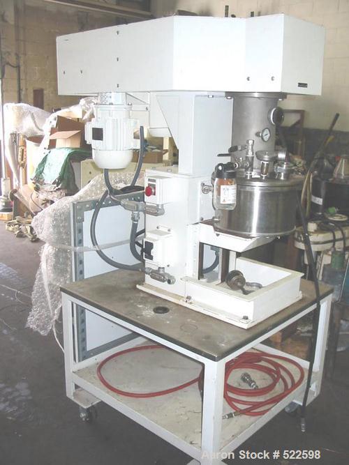 USED: Premier model ESD/V-2/1 two gallon dual shaft vacuum mixer withcan (similar to Ross PVM-2). Sanitary stainless steel construction,2.7 gallon total capacity, 1.5-2 gallon working capacity, stain...