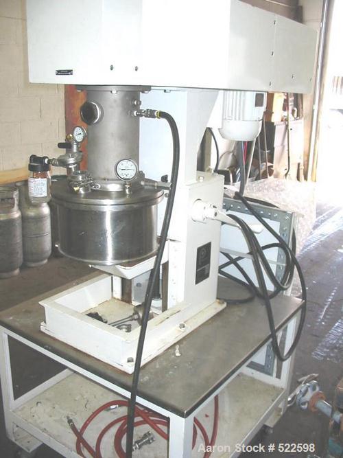 USED: Premier model ESD/V-2/1 two gallon dual shaft vacuum mixer withcan (similar to Ross PVM-2). Sanitary stainless steel construction,2.7 gallon total capacity, 1.5-2 gallon working capacity, stain...