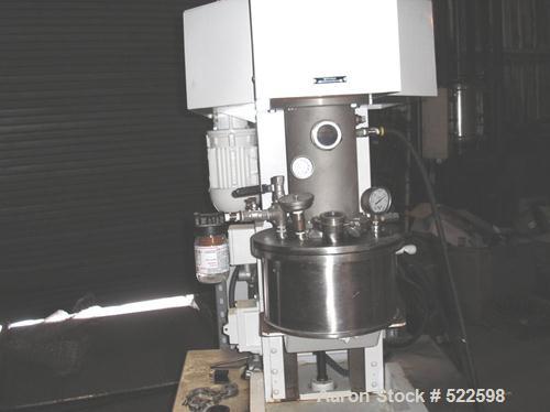 USED: Premier model ESD/V-2/1 two gallon dual shaft vacuum mixer withcan (similar to Ross PVM-2). Sanitary stainless steel construction,2.7 gallon total capacity, 1.5-2 gallon working capacity, stain...