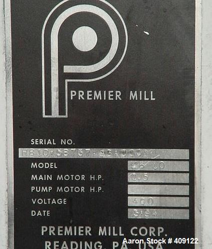 Used Stainless Steel Premier Mill Hidrobat Planetary Mixer, Model HB10