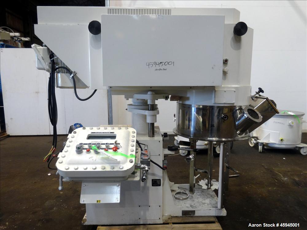 Used Premier Mill Triple Shaft Hidrobot Planetary Mixer, Model MPVDV-360. Approximately 96 gallon total capacity. 304 stainless steel contact parts. With (3) jacketed mix cans, each approx. 31 " ID x...