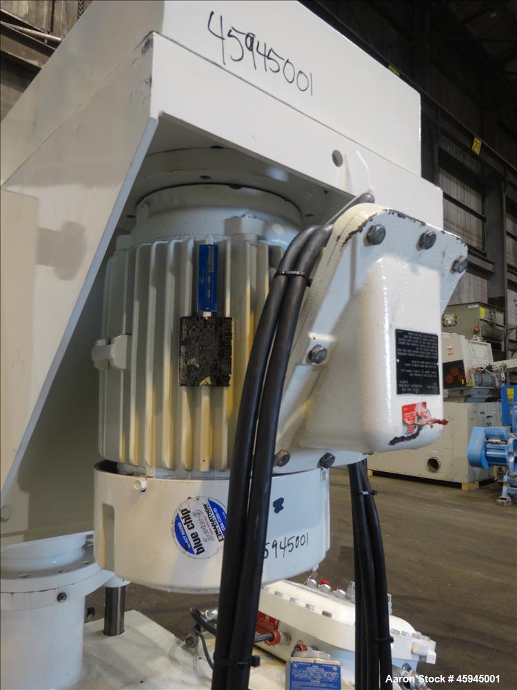 Used Premier Mill Triple Shaft Hidrobot Planetary Mixer, Model MPVDV-360. Approximately 96 gallon total capacity. 304 stainless steel contact parts. With (3) jacketed mix cans, each approx. 31 " ID x...