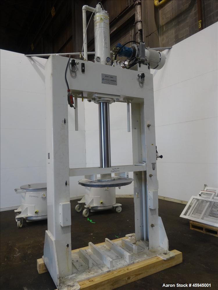 Used Premier Mill Triple Shaft Hidrobot Planetary Mixer, Model MPVDV-360. Approximately 96 gallon total capacity. 304 stainless steel contact parts. With (3) jacketed mix cans, each approx. 31 " ID x...