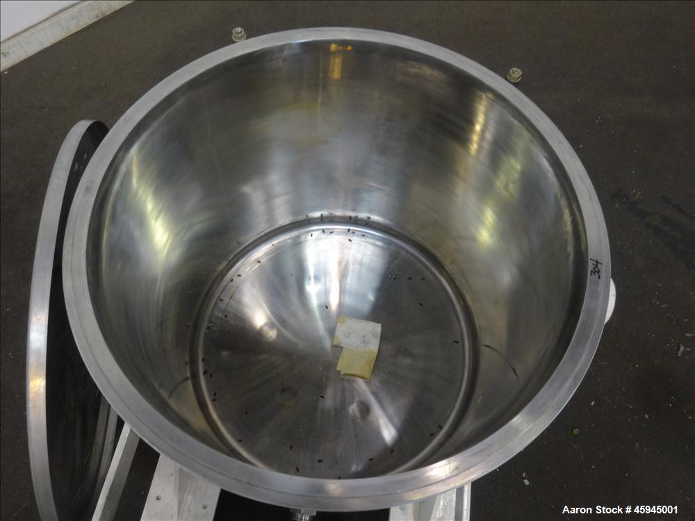 Used Premier Mill Triple Shaft Hidrobot Planetary Mixer, Model MPVDV-360. Approximately 96 gallon total capacity. 304 stainless steel contact parts. With (3) jacketed mix cans, each approx. 31 " ID x...