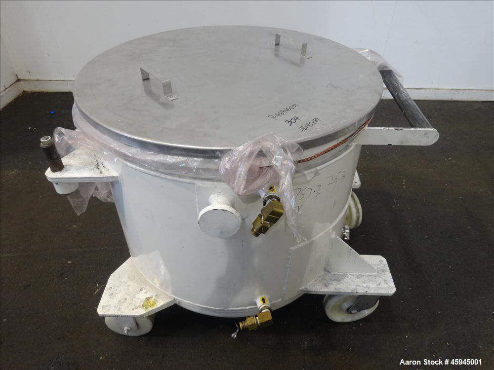 Used Premier Mill Triple Shaft Hidrobot Planetary Mixer, Model MPVDV-360. Approximately 96 gallon total capacity. 304 stainless steel contact parts. With (3) jacketed mix cans, each approx. 31 " ID x...