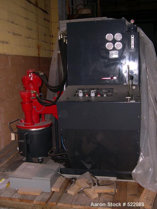 USED: Premier Mill Paragon twin shaft mixer. Carbon steel construction50 liter (13.2 gallon) capacity. Slow speed impeller is infinitelyvariable 0 to 150 rpm. Hi speed impeller is construction of 304...