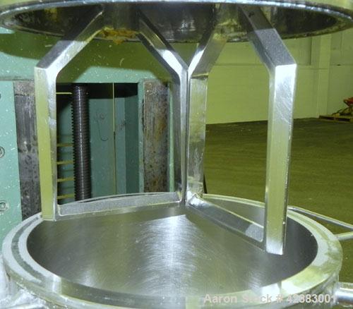 Used Premier Vacuum Double Planetary Mixer, Model PLM 15, 304 Stainless Steel. Mixing capacity 11 liter (2.91 gallon), 15 liter (3.96 gallon) total. Orbital speed 8.5 to 34.1 rpm. 304 Stainless steel...