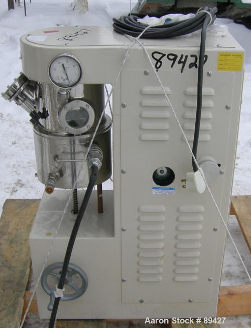 Used- Premier Lab Size Vacuum Double Planetary Mixer, Model PLM 1.5, 316 stainless steel. Mixing capacity 1.40 liter (0.38 g...