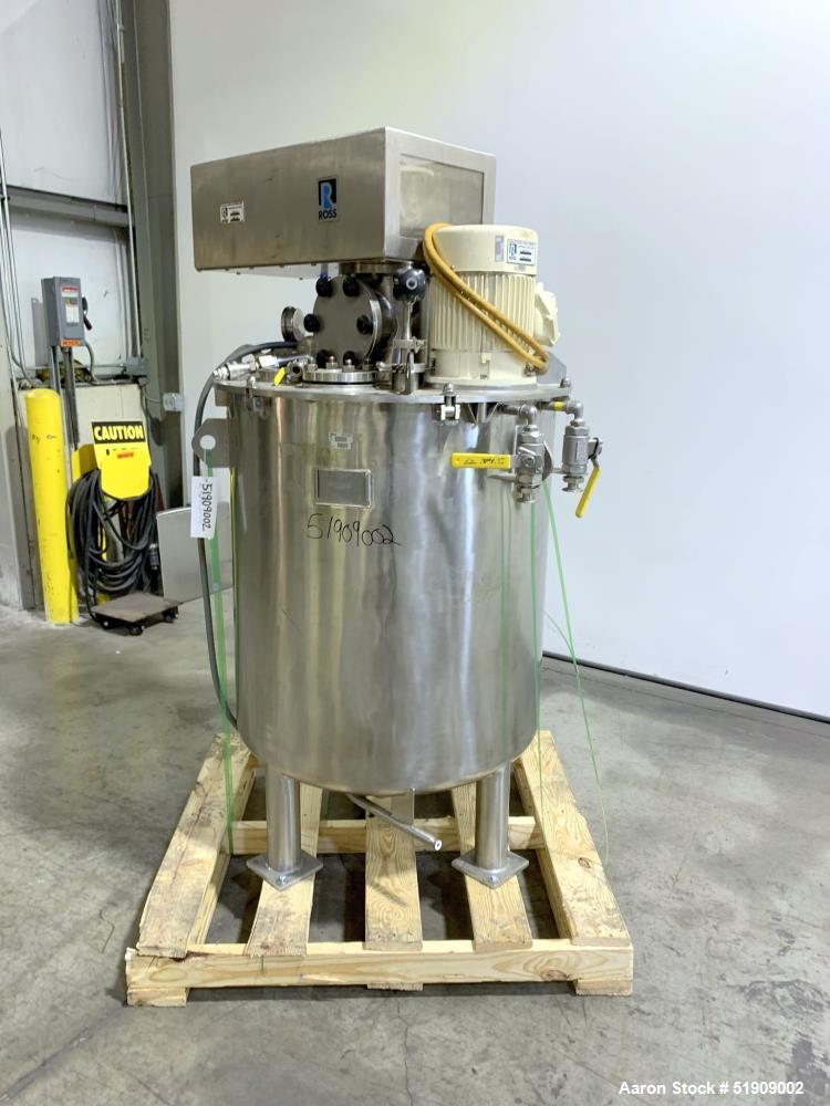 Used Ross Planetary Mixer, Model: 400 liter vessel, 316L Stainless Steel. 400L (105 Gal) working capacity. Approximately 32" diameter x 35" straight side. Flat top, dished bottom. Internal design pre...