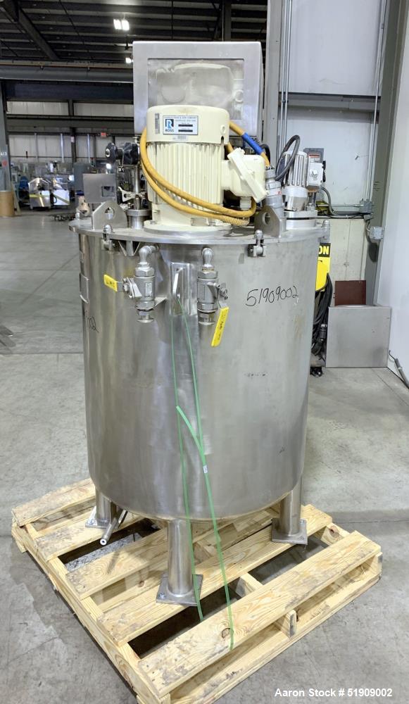 Used Ross Planetary Mixer, Model: 400 liter vessel, 316L Stainless Steel. 400L (105 Gal) working capacity. Approximately 32" diameter x 35" straight side. Flat top, dished bottom. Internal design pre...