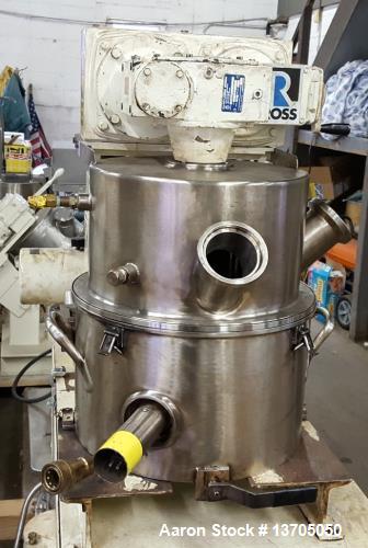Used Ross, 4 Gallon, Model LDM-4 Jacketed, Vacuum, Double Planetary Mixer. Stainless steel construction, 1 quart to 4 gallon mixing capacity, 5-1/4 gallon total capacity. "HV"- Style mixing blades, s...