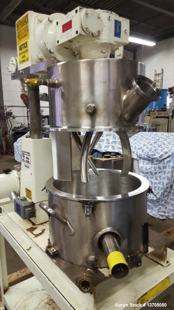 Used Ross, 4 Gallon, Model LDM-4 Jacketed, Vacuum, Double Planetary Mixer. Stainless steel construction, 1 quart to 4 gallon mixing capacity, 5-1/4 gallon total capacity. "HV"- Style mixing blades, s...