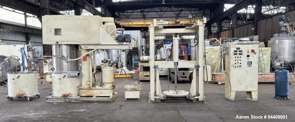 Used 100 Gallon Ross Planetary Mixer, Model PD-100, 304 stainless steel construction, high speed disperser driven by 40 hp motor, stirrer blade and planetary driven by 20 hp motor drive, 460 volt, TE...