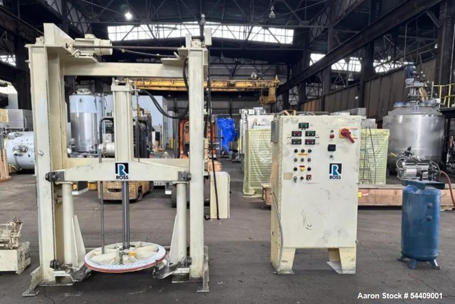 Used 100 Gallon Ross Planetary Mixer, Model PD-100, 304 stainless steel construction, high speed disperser driven by 40 hp motor, stirrer blade and planetary driven by 20 hp motor drive, 460 volt, TE...
