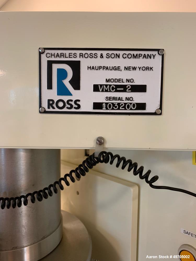 Used Ross Vera Mix, Model VMC-2. 304 Stainless Steel. Triple agitation. (1) Anchor agitator, 3-wing anchor blade, stainless steel with Teflon side scraper, 7/8" stainless steel shaft, 14-140 rpm. (1)...