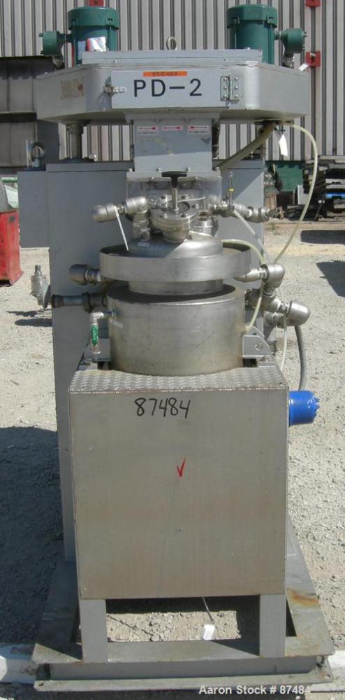 USED: Tokushu Kika Triple Shaft Vacuum Disperser/Kneader Combimix Mixer, model 38L-10, 304 stainless steel. Approximate 10 gallon working capacity. Jacketed can 10-3/4" diameter x 20" straight side, ...