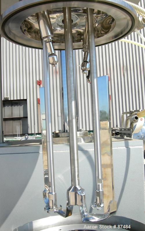 USED: Tokushu Kika Triple Shaft Vacuum Disperser/Kneader Combimix Mixer, model 38L-10, 304 stainless steel. Approximate 10 gallon working capacity. Jacketed can 10-3/4" diameter x 20" straight side, ...
