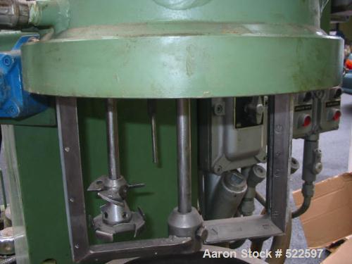 USED: Turello 2.5 gallon vacuum dual shaft mixer, stainless steel, model TMD-10 (5.20.2SV). Dual shaft vacuum mixer with can, stainless steel construction, 10 liter (approx 2.5 gallon) working capaci...