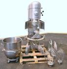 Used Hobart All Purpose Mixer, Model V1401, 140 Quart Capacity. (4) Fixed speeds with timer, approximate agitator rpm 46, 80, 150, and 265. Includes a wire stainless steel bowl guard, power bowl lift...