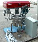 USED: Jaygo Dual Shaft Variable Speed Mixer, model DSVS 1/0.5, 316 stainless steel. Change can design. 2 gallon working capacity, 3.5 total. (1) 10-1/2