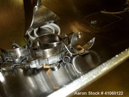 Used Littleford Mixer, Model FKM2000D, stainless steel construction, 73.5 cubic feet total capacity, 43 cubic feet working capacity, (3) 10 hp high speed choppers, stand access doors, weld sanitary p...