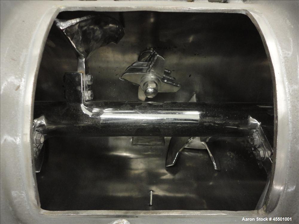 Used Plow Mixer, 304 Stainless Steel, Jacketed, approximately 1.76 Cubic Feet