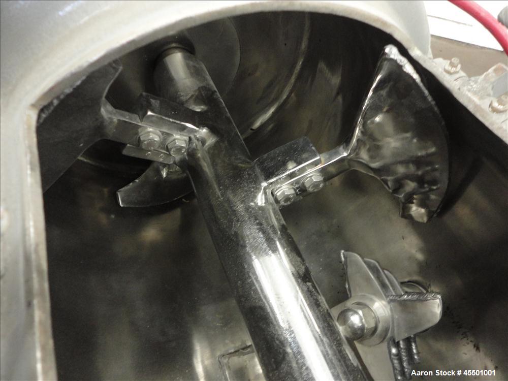 Used Plow Mixer, 304 Stainless Steel, Jacketed, approximately 1.76 Cubic Feet