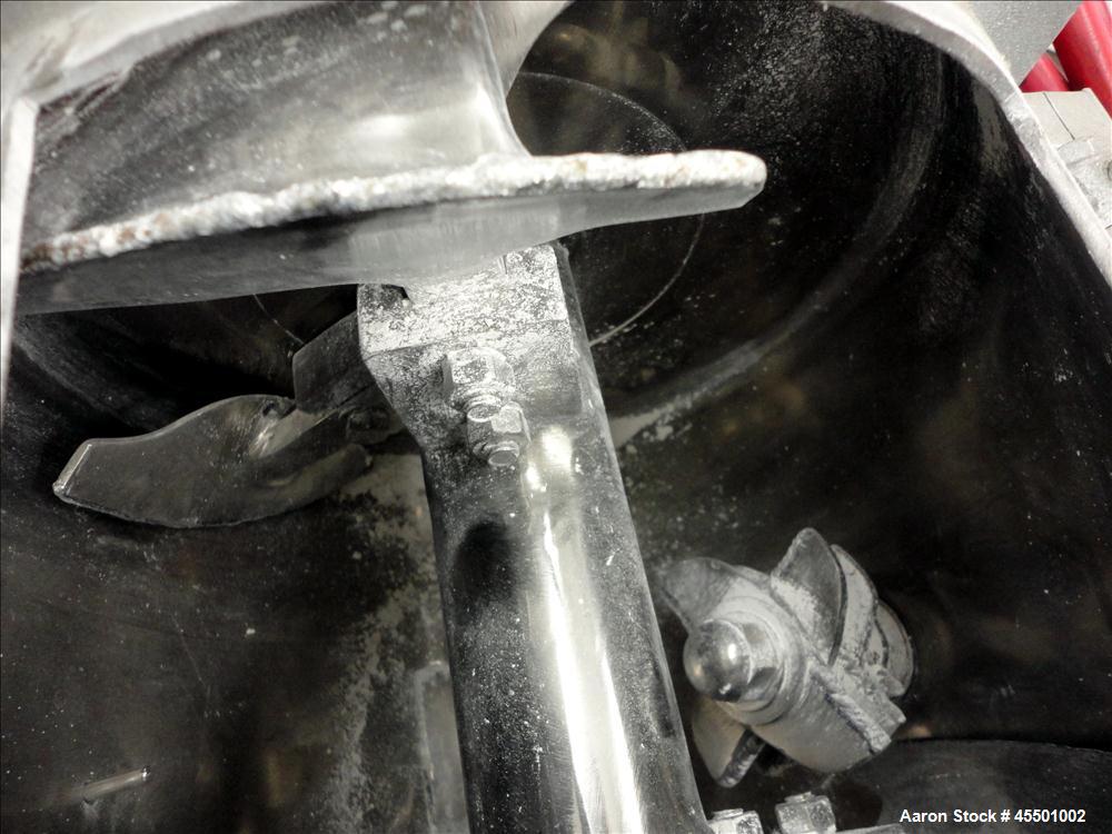 Used Plow Mixer, 304 Stainless Steel, Non-Jacketed, approximately 0.64 Cubic Feet