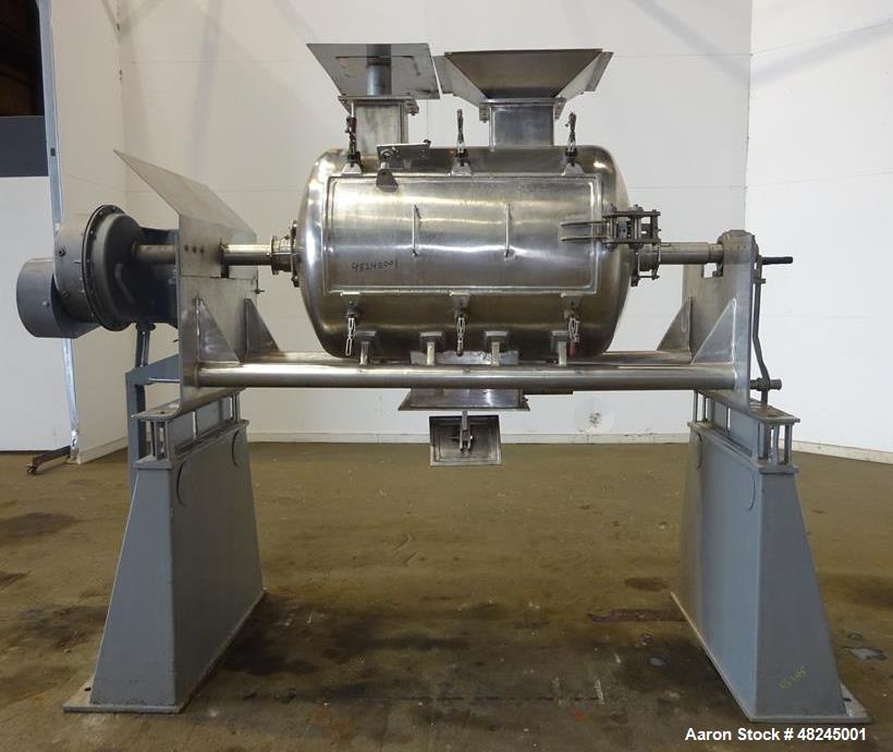 Used Plow Mixer, Approximately 20 Cubic Feet, 316 Stainless steel.