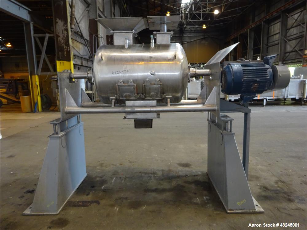 Used Plow Mixer, Approximately 20 Cubic Feet, 316 Stainless steel.