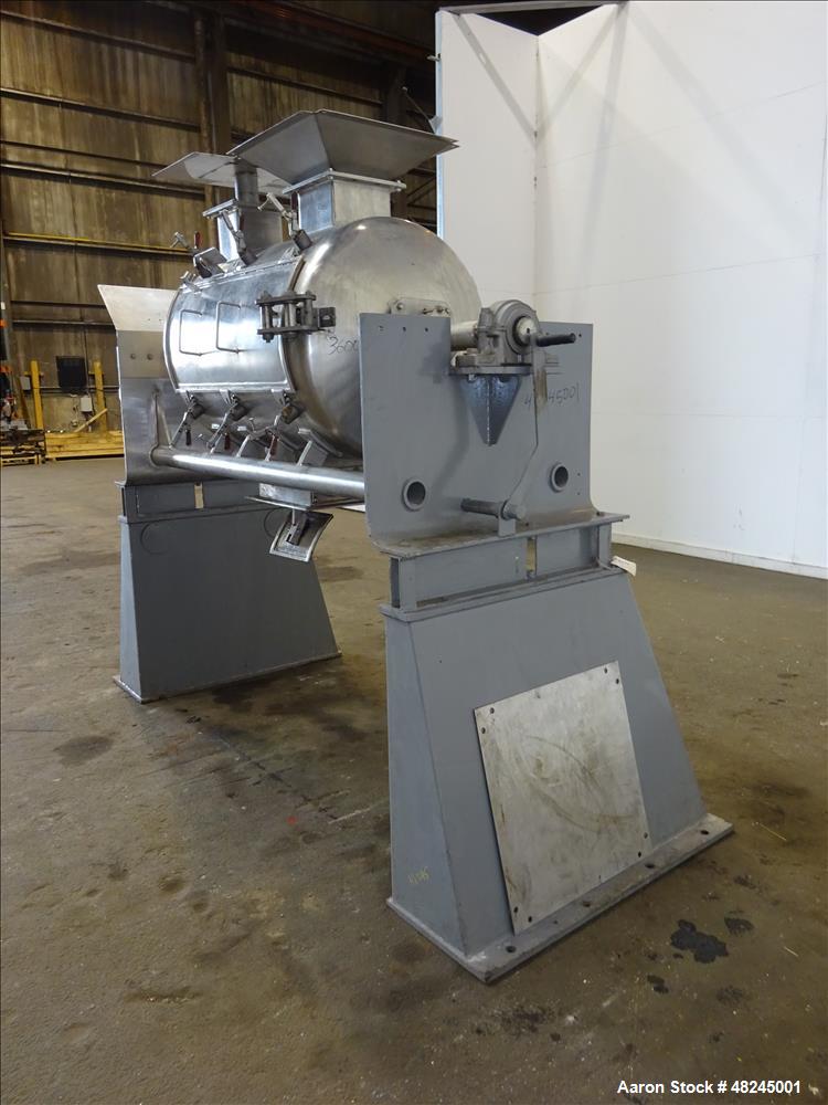 Used Plow Mixer, Approximately 20 Cubic Feet, 316 Stainless steel.