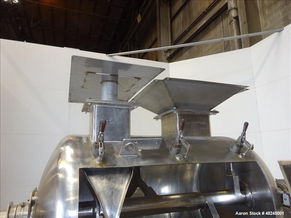 Used Plow Mixer, Approximately 20 Cubic Feet, 316 Stainless steel.