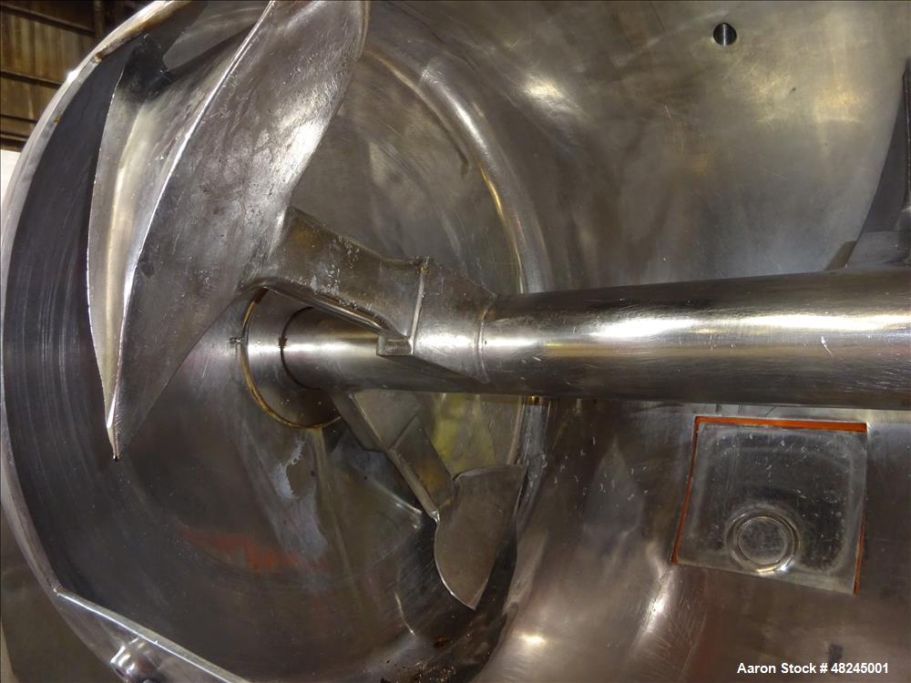 Used Plow Mixer, Approximately 20 Cubic Feet, 316 Stainless steel.